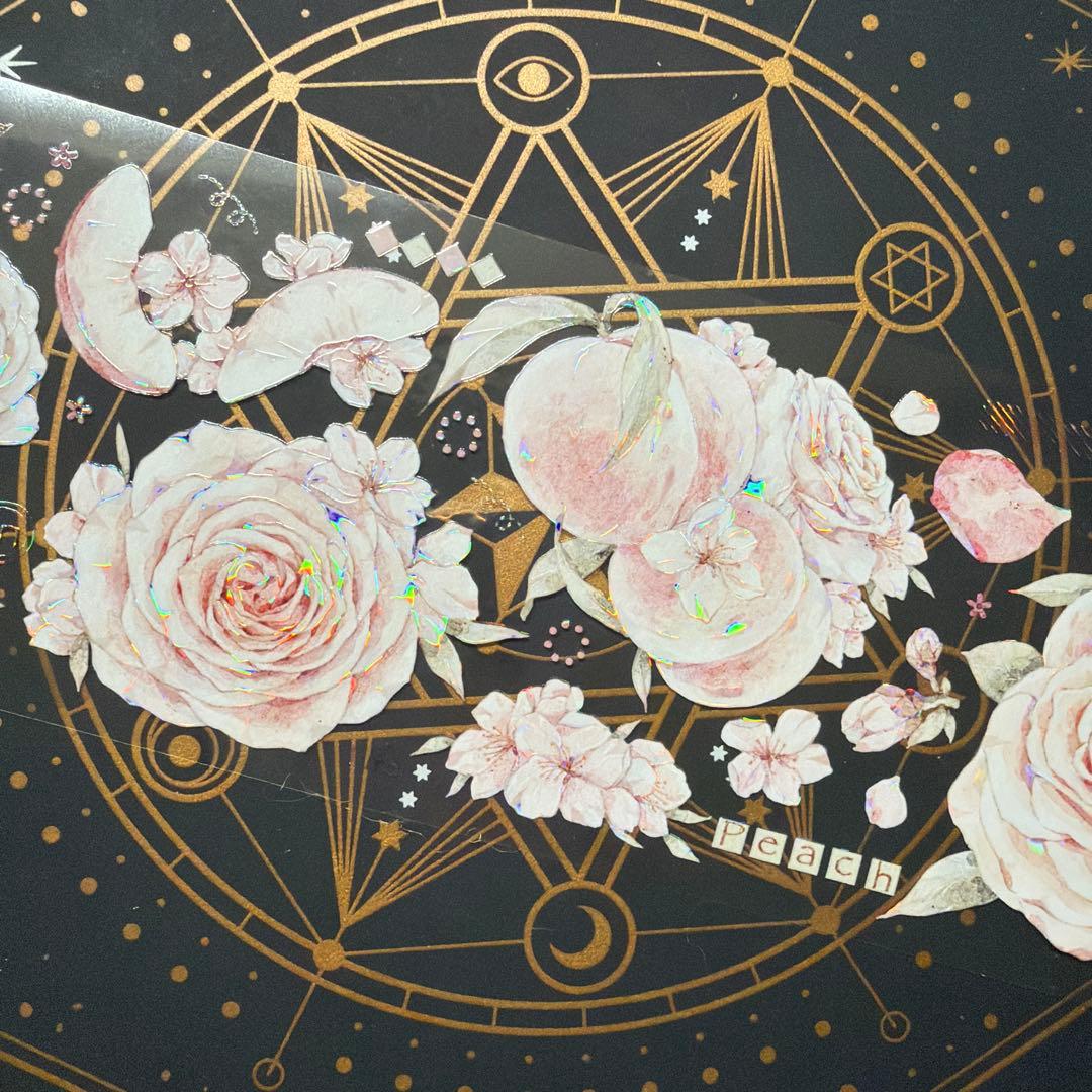 8950】海外 マステ 中古巻 貝殻光マスキングテープ お花系 ピンク