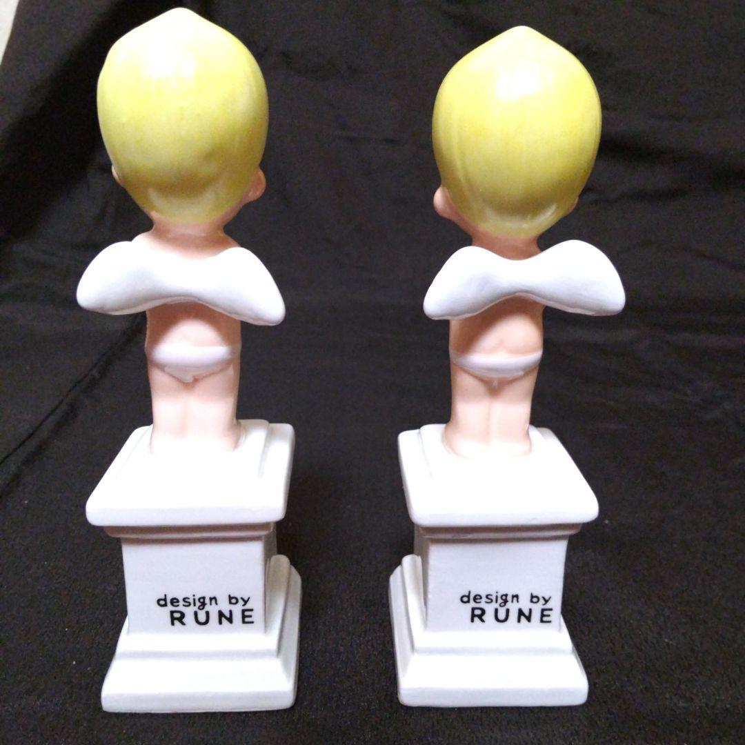 内藤ルネ RUNE 陶器製天使 置物2点 ヴィンテージ 昭和レトロ