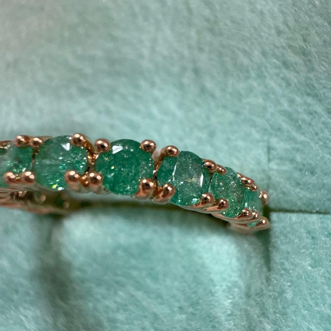 12、13号14K フルエタニティ 非加熱天然石 グリーンエメラルド ザンビア産