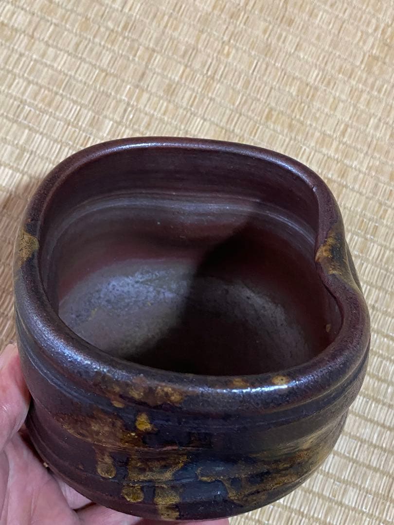 ♦江戸時代 古丹波 四方形 建水 茶道具 四方鉢 丹波焼 古美術品 骨董品