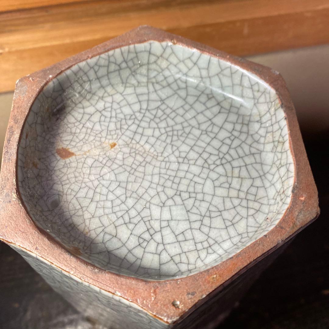 中国古玩 青磁山葡萄文面取花生 31cm13cm