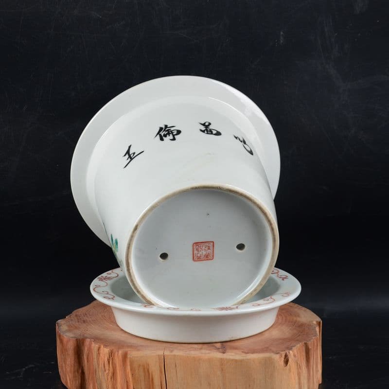 パステル錦鶏牡丹花鳥紋鉢 花鉢盆栽 小品盆栽鉢 大品盆栽鉢の通販はau