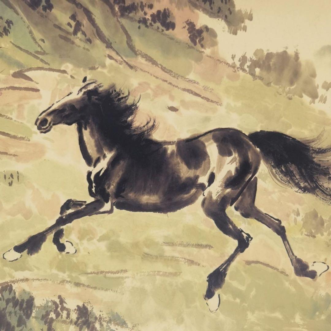 特価｜徐悲鸿 十駿図 絹布長巻｜中国水墨画｜馬図｜和室・客間・書斎装飾