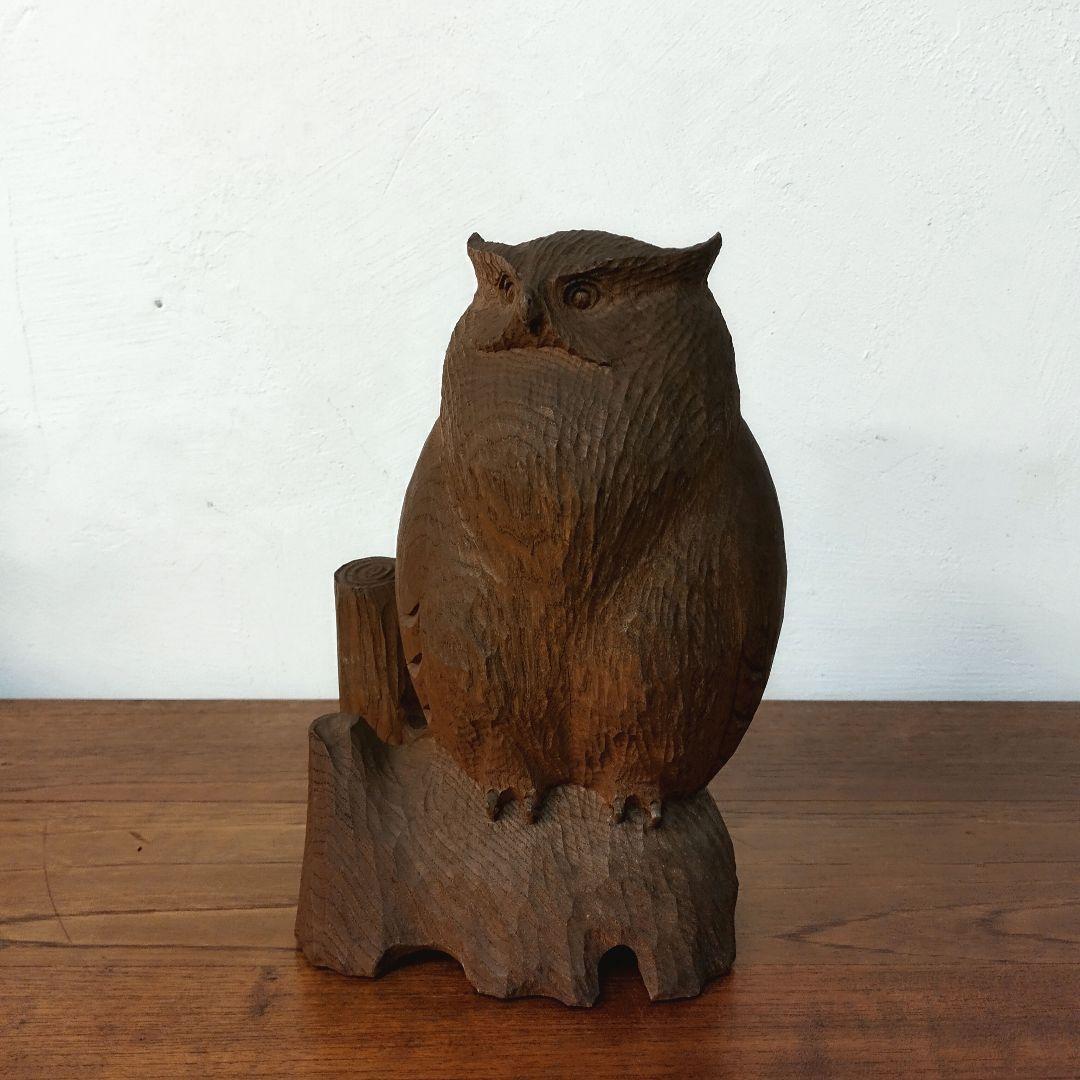 高瀬秀雄】北の使者 木彫り シマフクロウ 梟 アイヌ 彫刻 - メルカリ