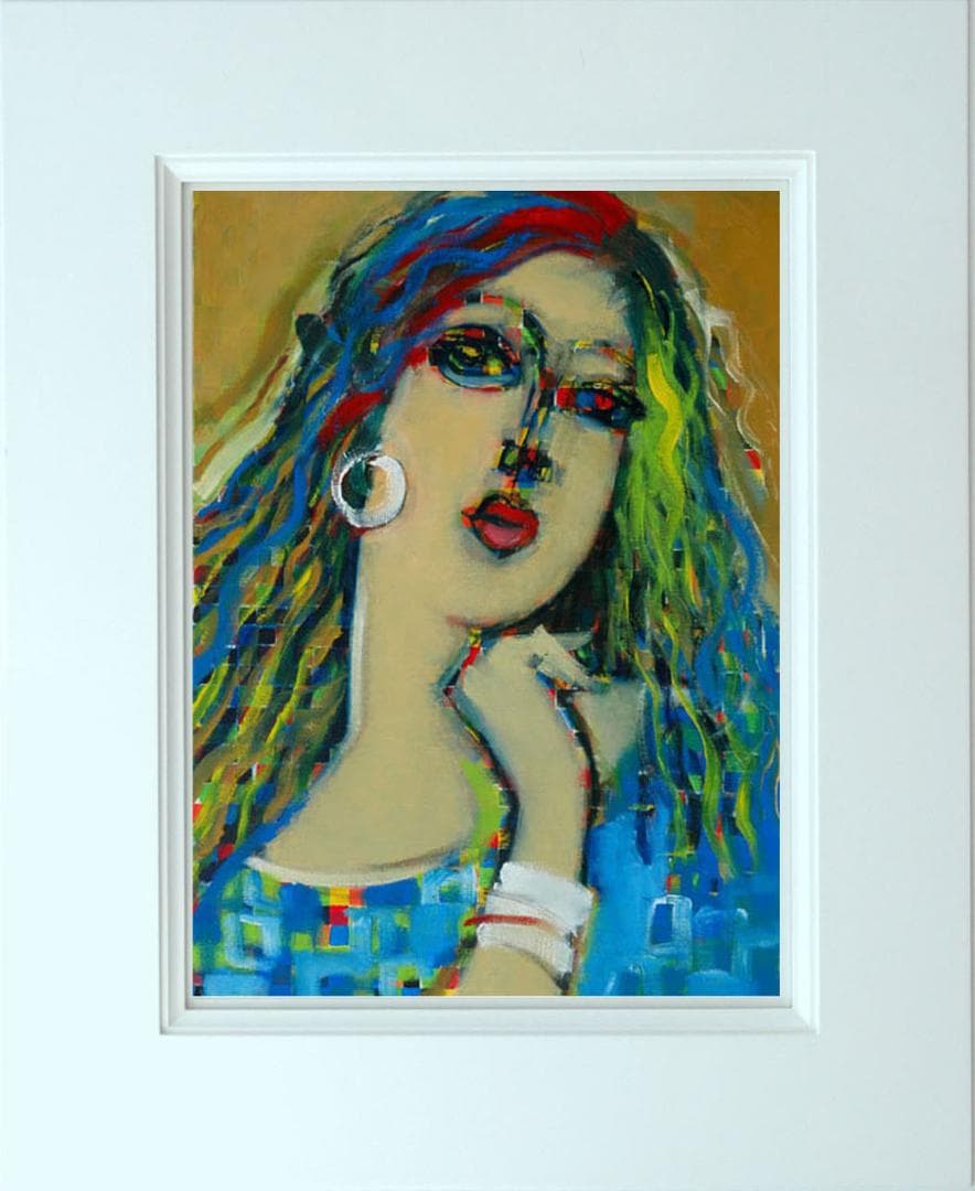 油絵 菅家令子 絵 絵画 インテリア 額付(黒) F6-080212 人物 女性