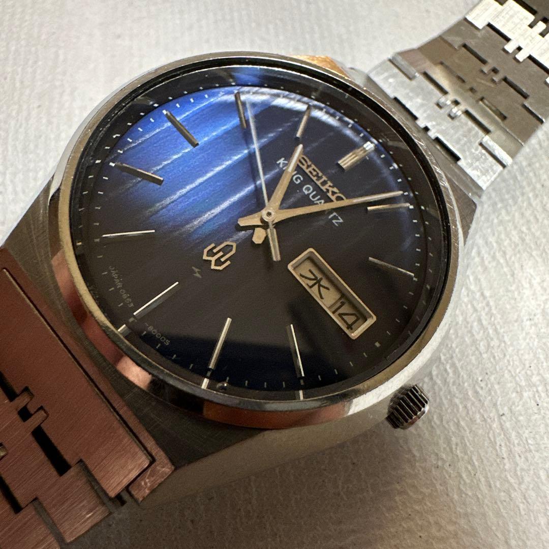 SEIKO キングクォーツ　稼動品　美品 特殊ブルー文字盤