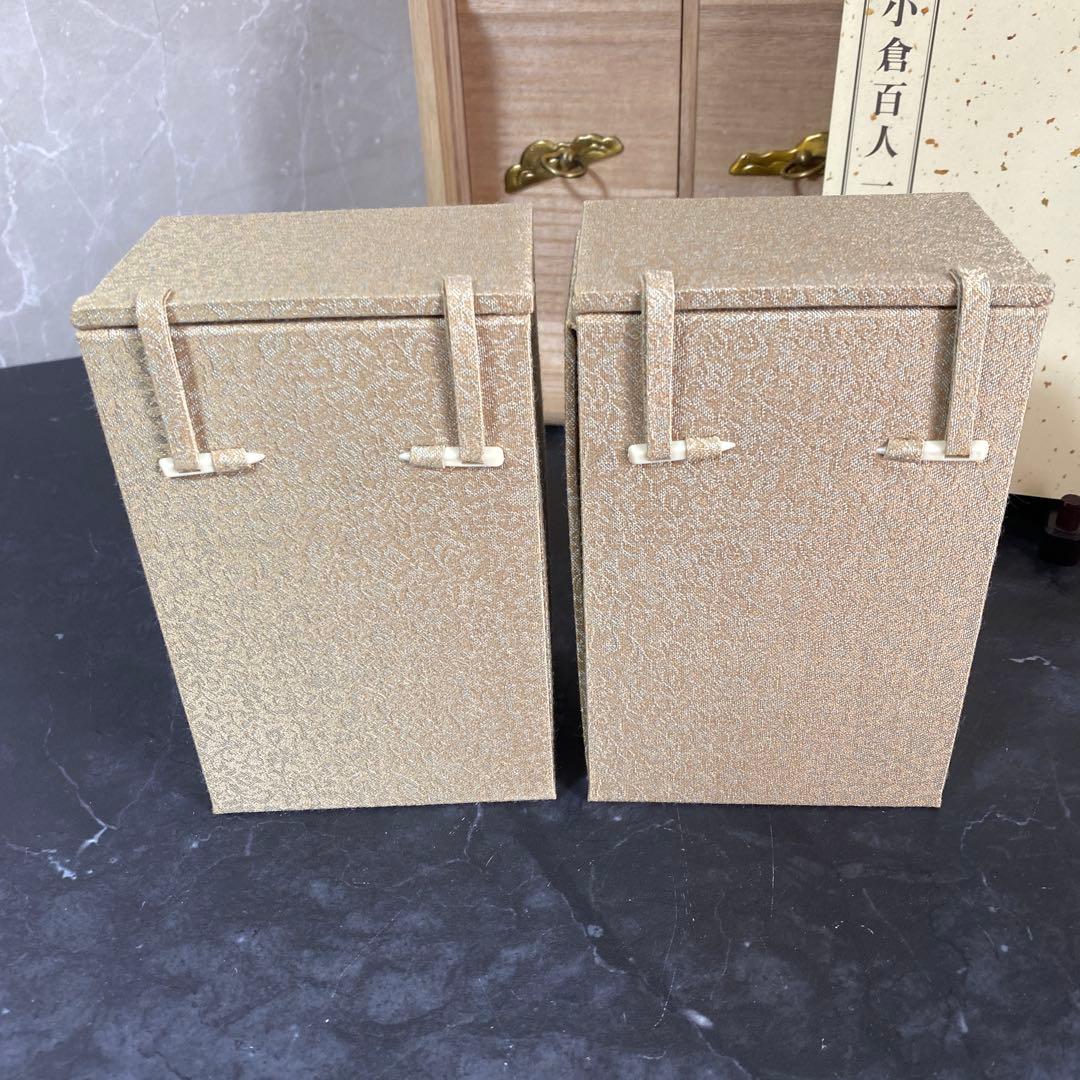 尾形光琳筆　 本金彩本金粉　小倉百人一首　解説書付　大石天狗堂製