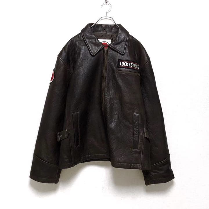 Lサイズ ラッキーストライク ライダース レザージャケット 本革