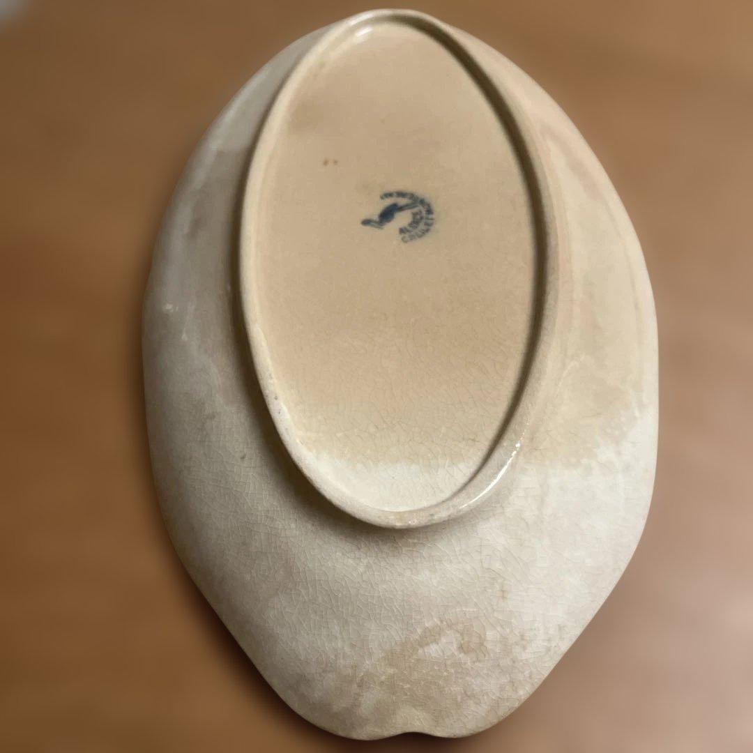 クレイユモントロー ラヴィエ オーバル皿アルザス コウノトリの刻印