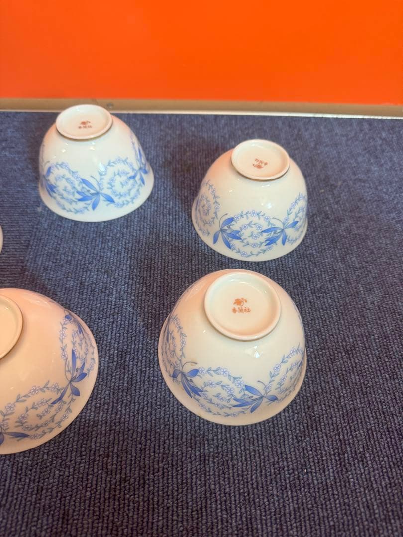 2036 香蘭社 蘭花唐草 湯呑 5客 金彩 未使用