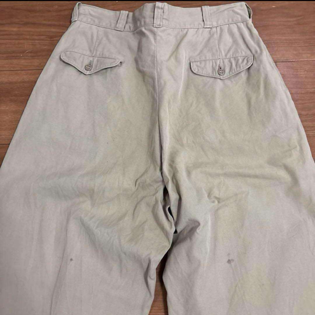 60s アルミジッパー 米軍 実物 軍チノ COTTON サイズ32×31