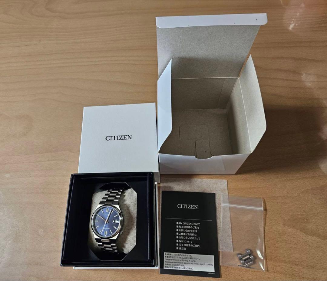 シチズン ツヨサ 37mm ブルーグレー文字盤 極美品 NJ0200-50M