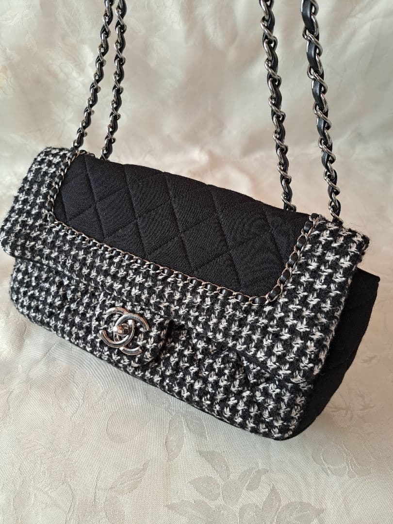魁 .:*ほぼ新品CHANEL　マトラッセチェーンショルダーバッグツイード