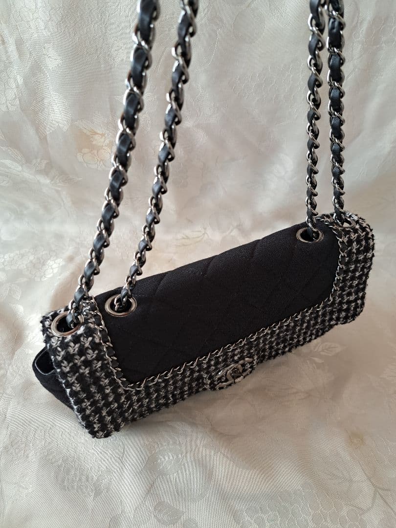 魁 .:*ほぼ新品CHANEL　マトラッセチェーンショルダーバッグツイード