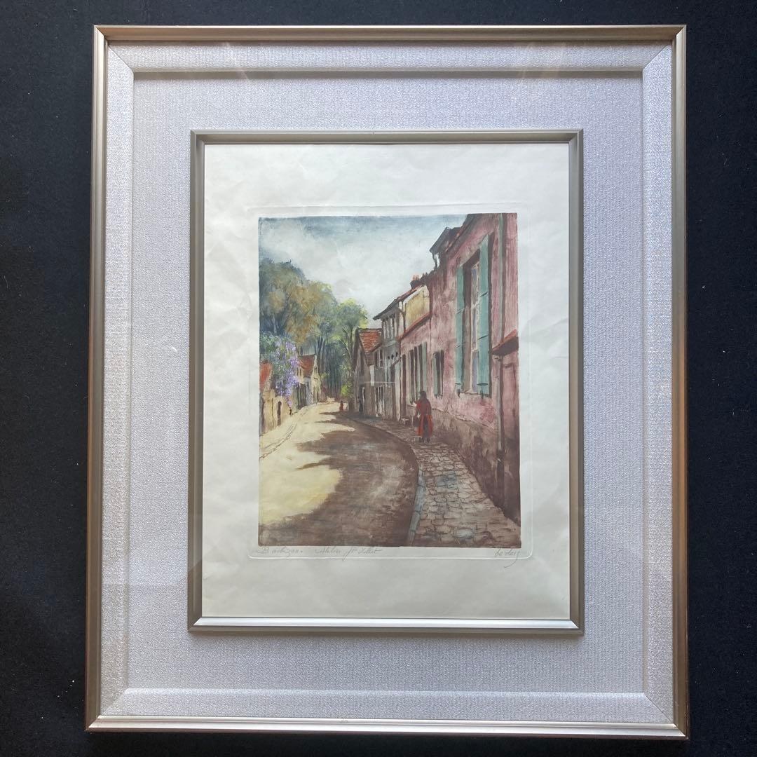 フランソワ　ミレー「バルビゾンの村」復刻版画　額約61×51版画29×22￼cm フランソワ ミレー「バルビゾンの村」復刻版画 額約61×51版画29×22￼cm