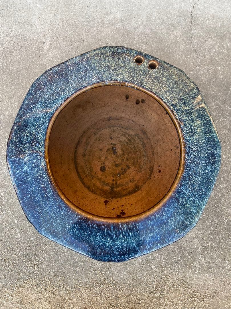 八角形 火鉢 金魚鉢 メダカ鉢 水鉢 金魚鉢 睡蓮鉢 骨董 青茶