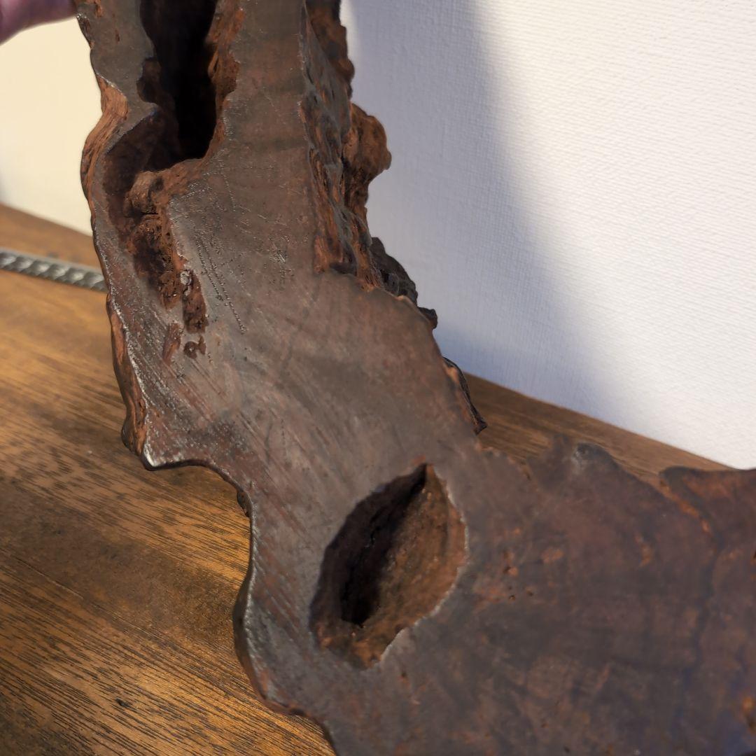 枯木 古木 木製仏像台 黒漆塗り 波濤彫刻 古美術 骨董