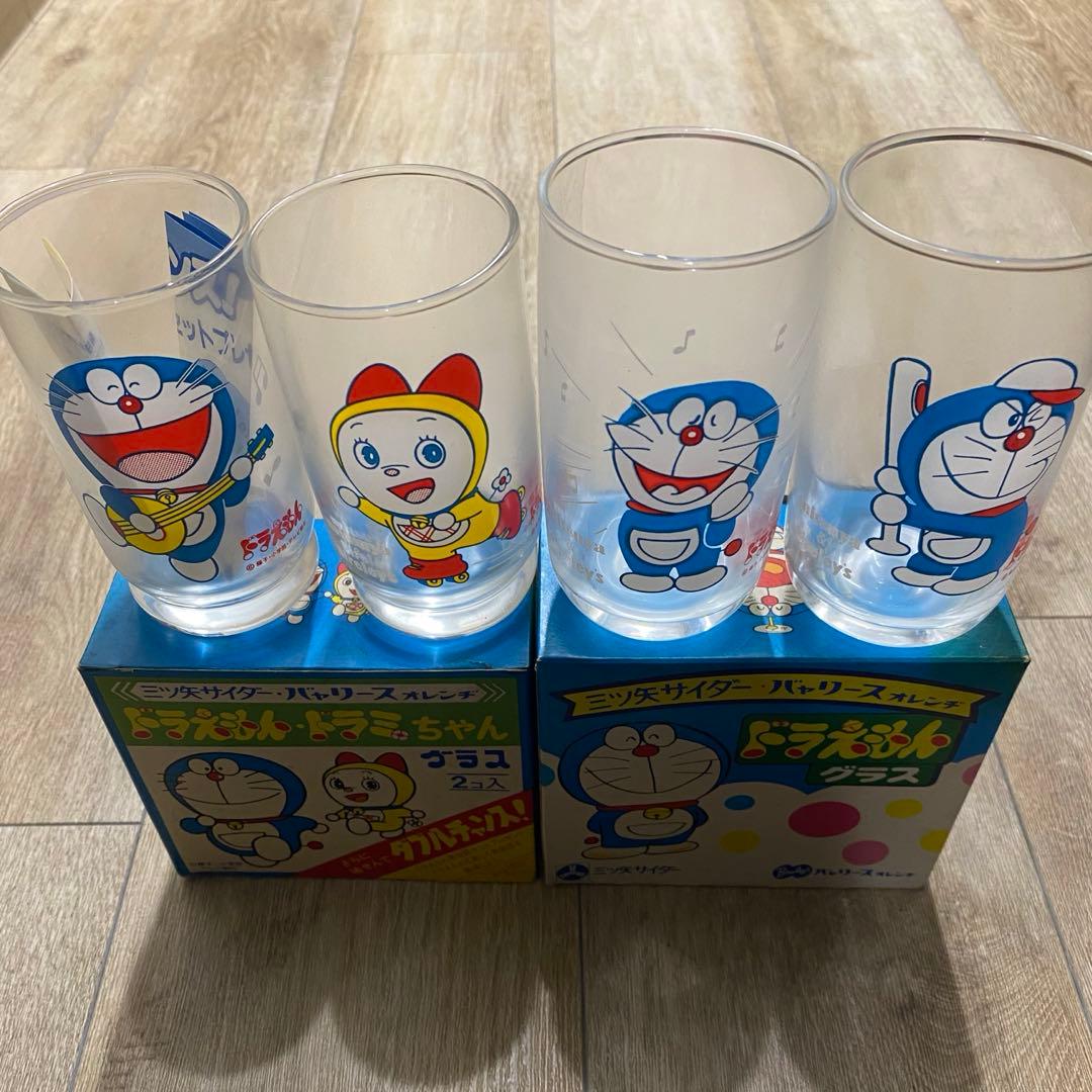 昭和レトロ 三ツ矢サイダー ドラえもん・ドラミちゃんグラス 4個