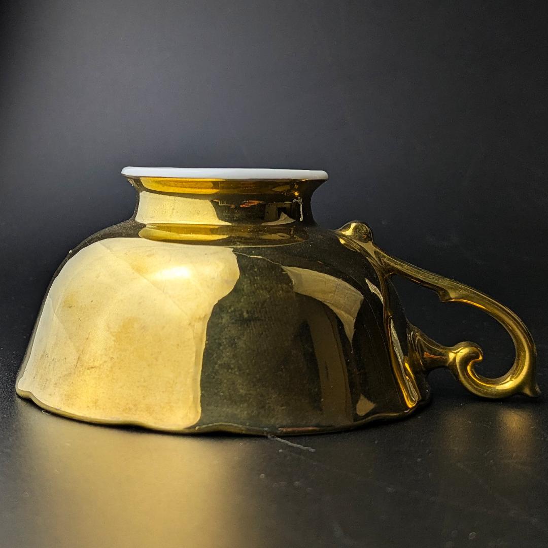 里帰り☆佐治貿易 金彩金盛上草華紋様 ターコイズ カップソーサー