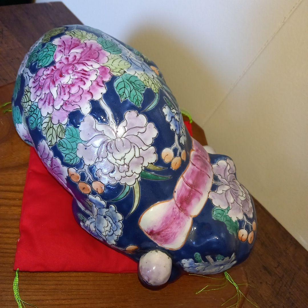 眠り猫 陶器 花 日本 vintage ceramic cat object