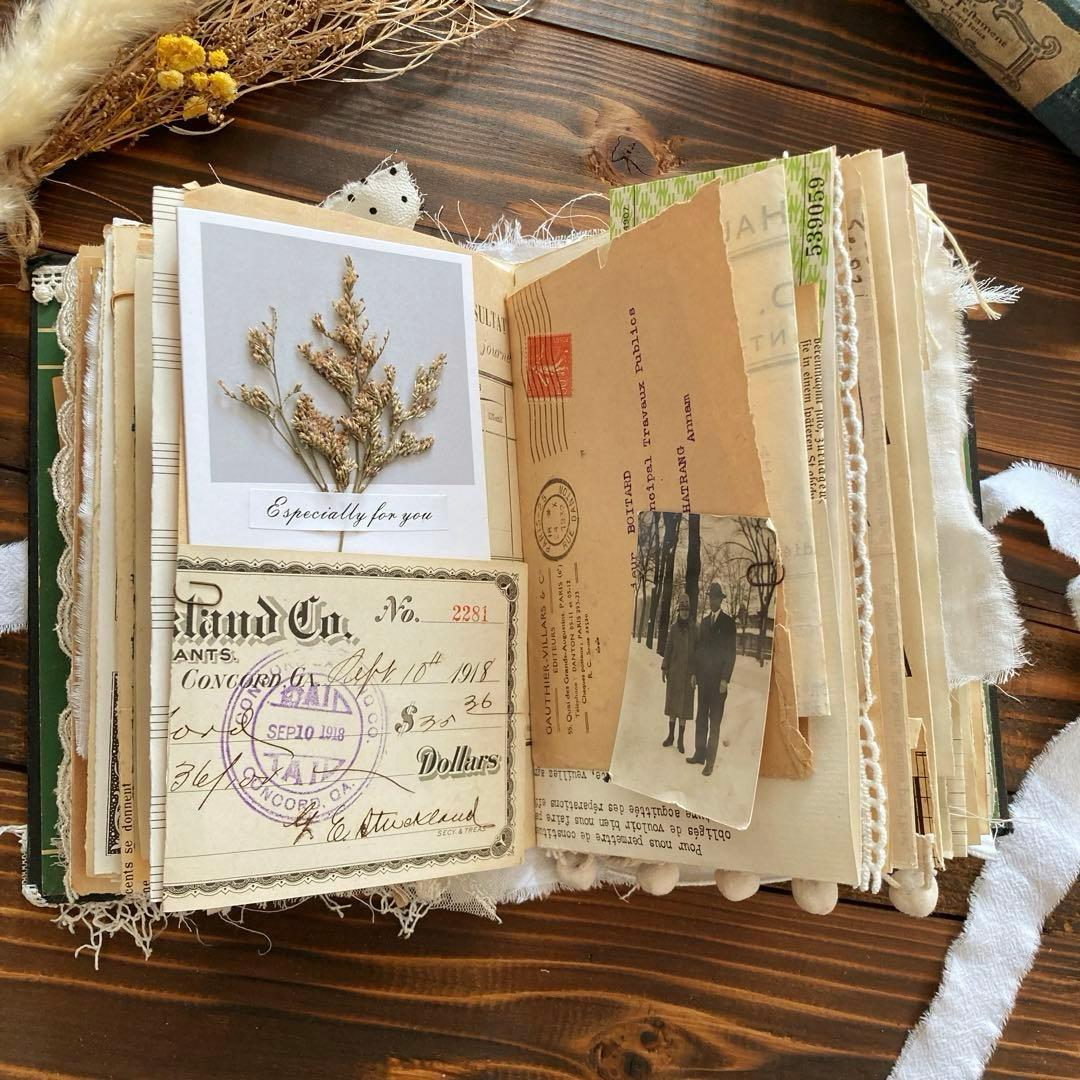 junk journal ジャンクジャーナル雑記帳　平袋　紙もの150点以上