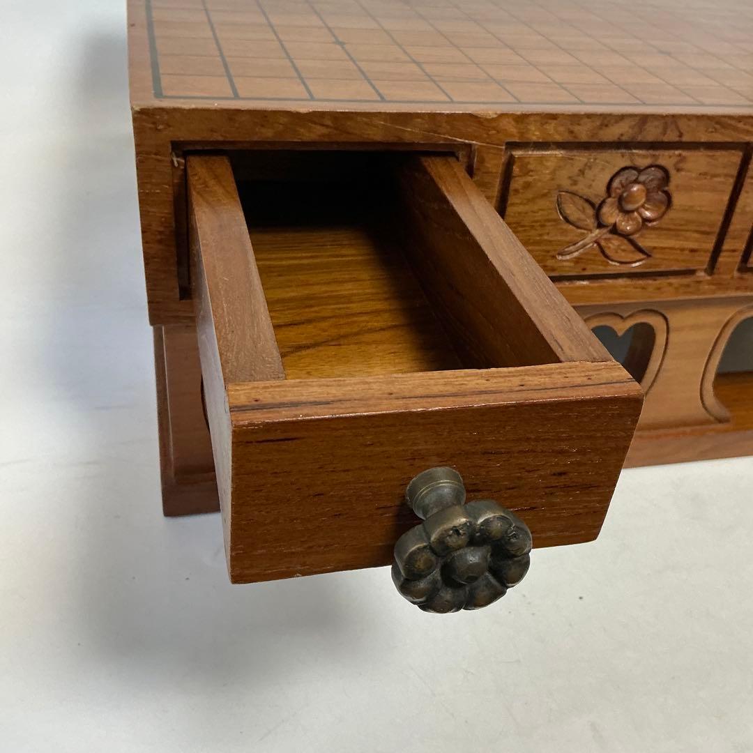 プロ　本格木製碁盤　彫刻装飾　引き出し　木製囲碁盤 引き出し付き 彫刻デザイン