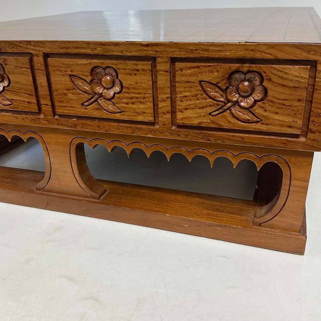 プロ　本格木製碁盤　彫刻装飾　引き出し　木製囲碁盤 引き出し付き 彫刻デザイン