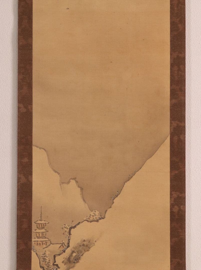 【模写】日本画 狩野素川(章信) 寿老人 山水 三幅対 絹本 掛軸 MA446