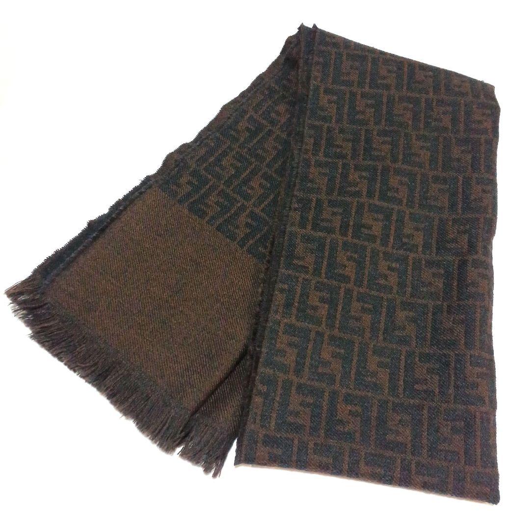 フェンディ FENDI マフラー・ストール(ブラウン×ブラック/ズッカ柄