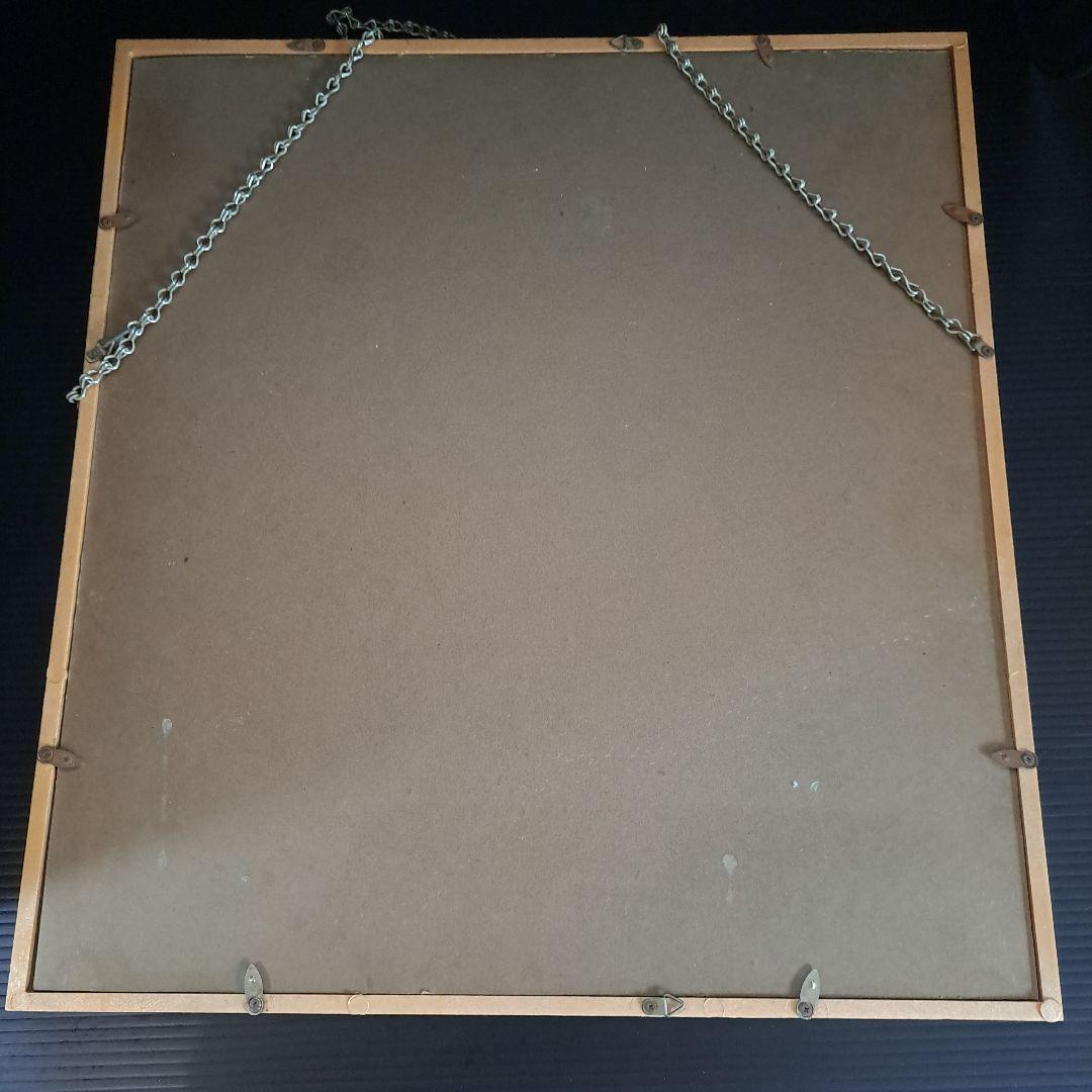 【伝統美術工芸】 貴石画 宝石画 夫婦鶴 縁起物 アンティーク フレーム付