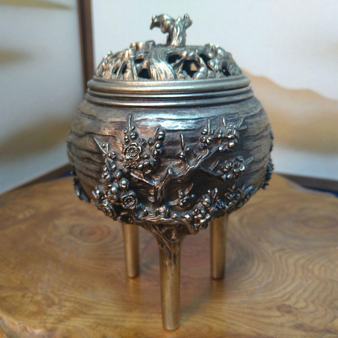 AC11優信作 香炉 松竹梅 三足香炉 菊家紋 天皇両陛下ダイアモンド婚