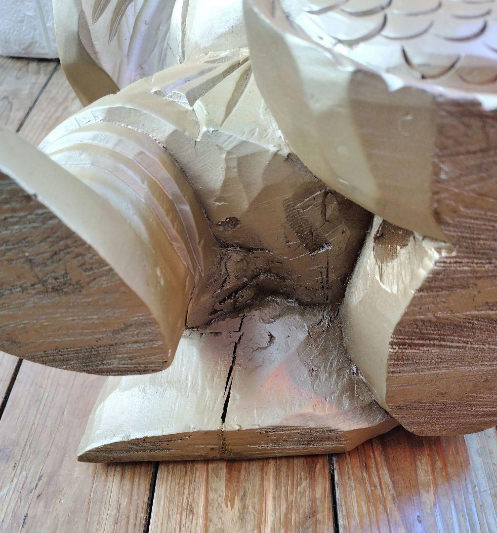 恵比寿 様 木彫り Japanese Wooden Ebisu 彫刻 縁起物 - 工芸品