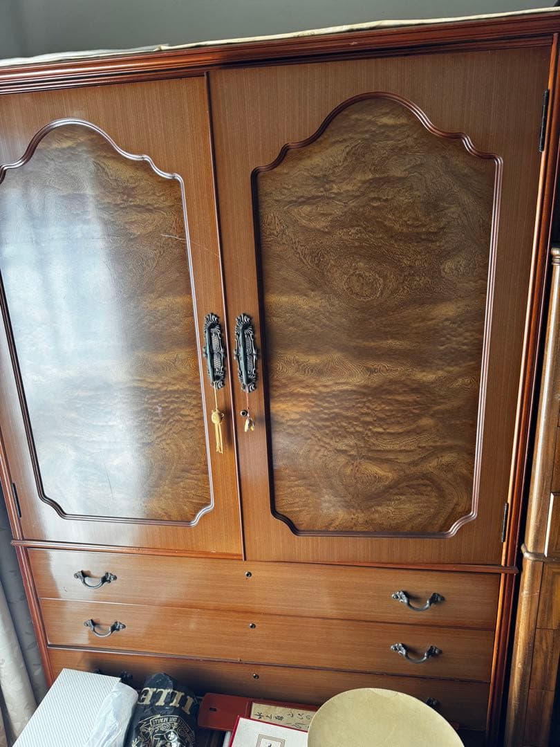 クラシック木製タンス 収納棚付き 一生紀（ISSEIKI） チェスト タンス 収納棚 幅120 4段 アルダー