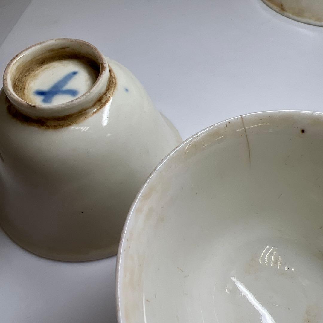 古代 白高麗 煎茶碗6客 口径約7.5㎝ 東Y8-0106☆2F