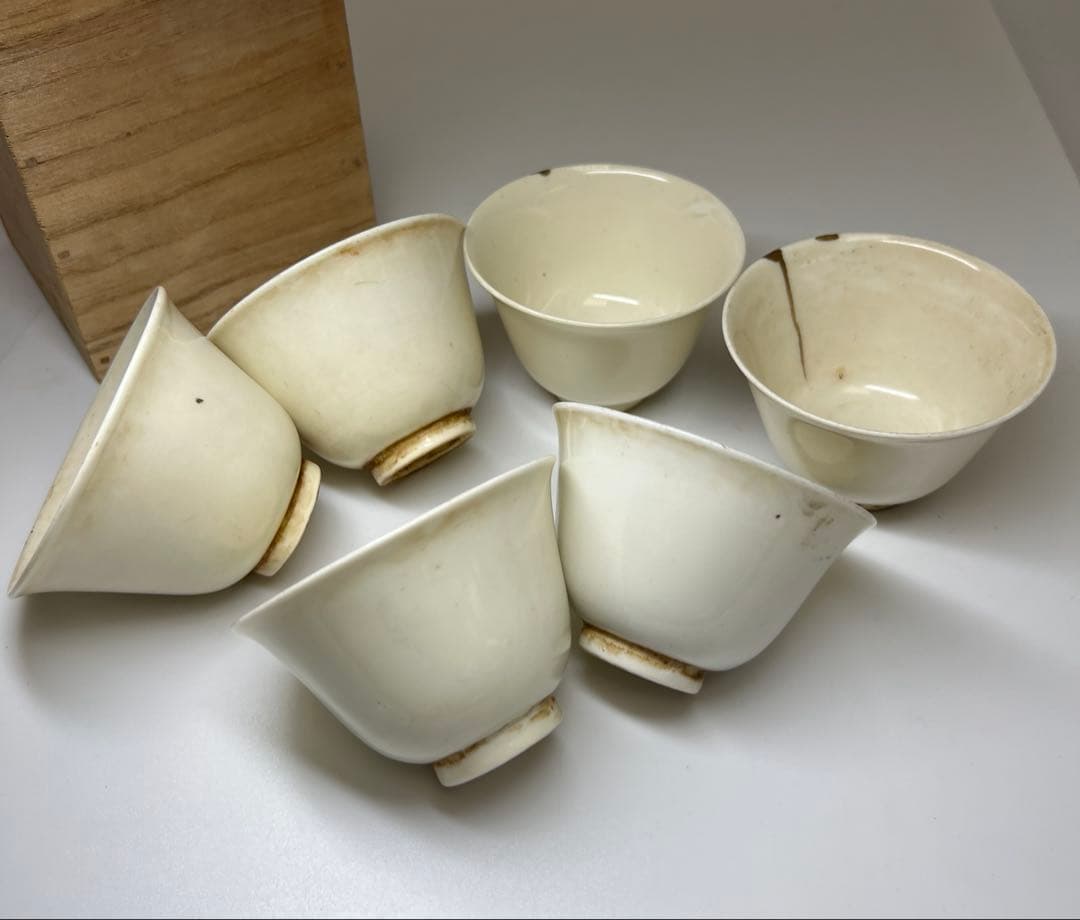 古代　白高麗　煎茶碗6客　口径約7.5㎝　東Y8-0106☆2F