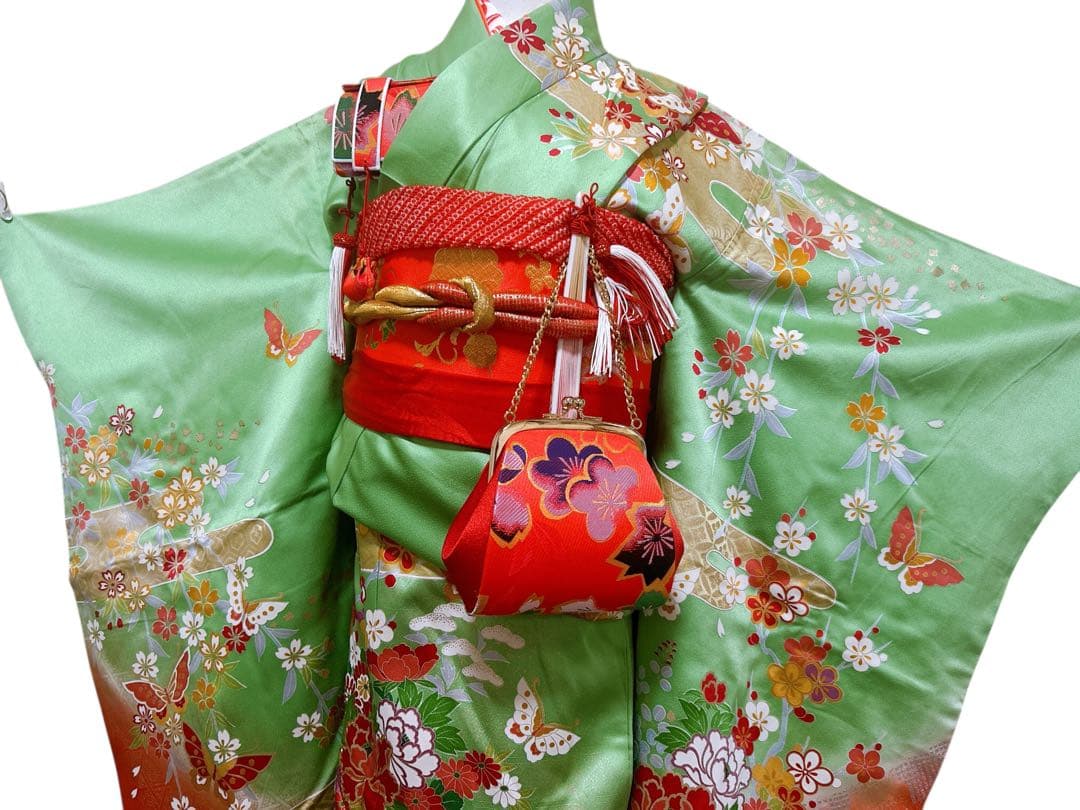 お買い得品♡七五三　7歳　女の子　フルセット　一式　緑　正絹