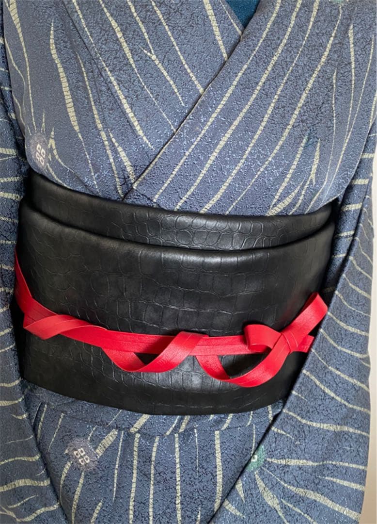 レザー半幅帯 クロコ調