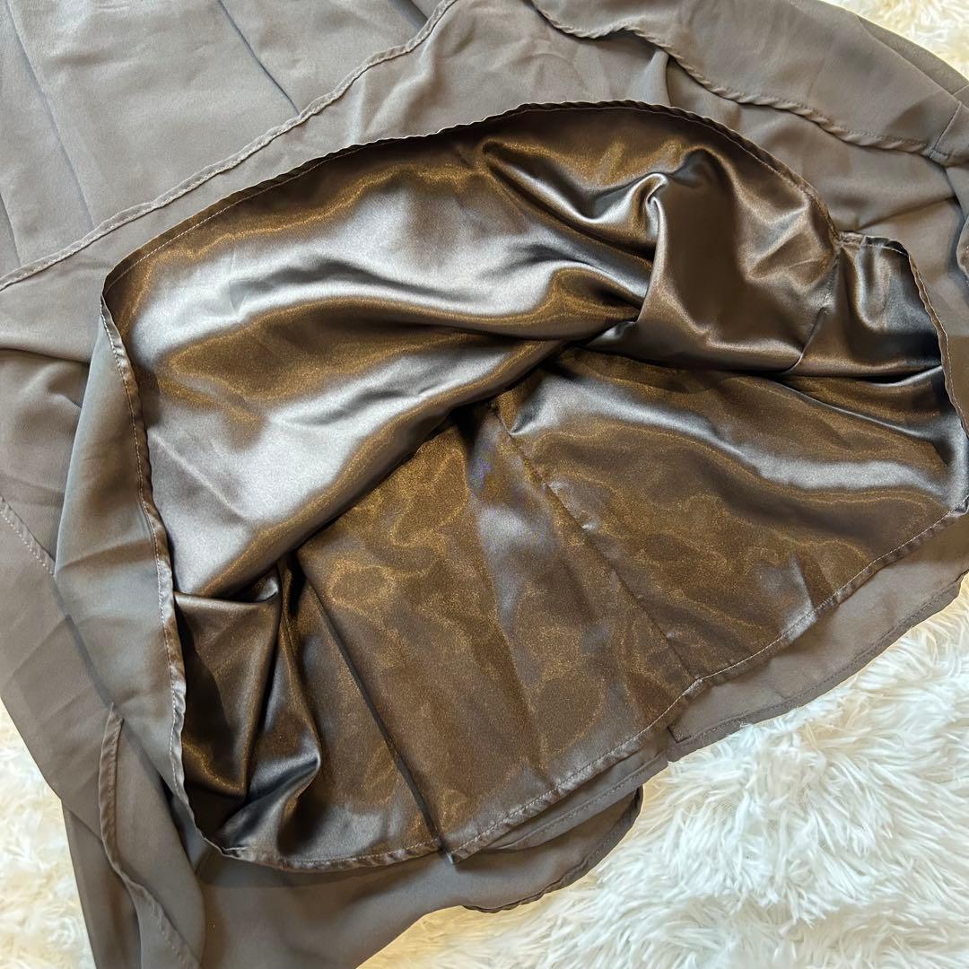 【美品】niana Vネックシアースリーブドレス　チャコール Mサイズ 結婚式