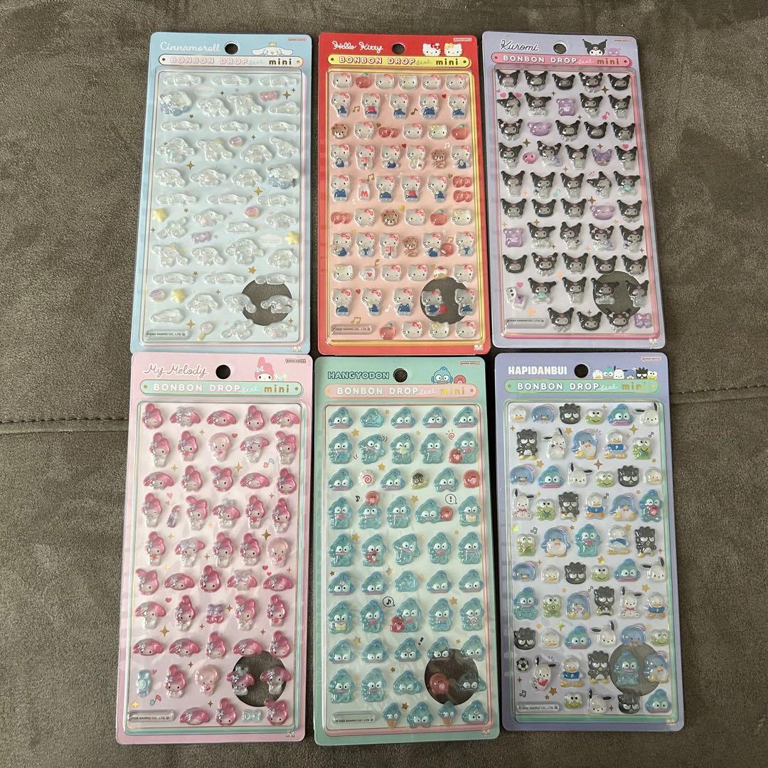 【正規品】サンリオ　ボンボンドロップシール　ミニ　ぷくぷくシール　コンプリート