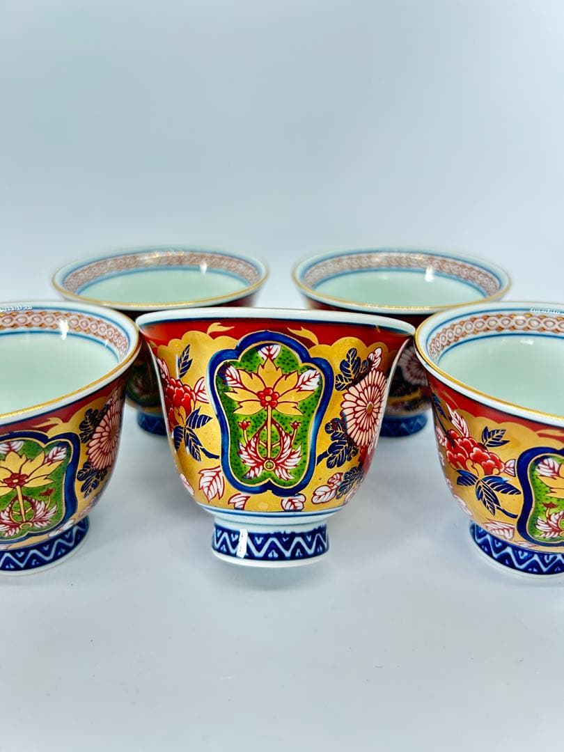 大特価 賞美堂 日肥其泉作 極錦金彩古伊万里 煎茶碗揃