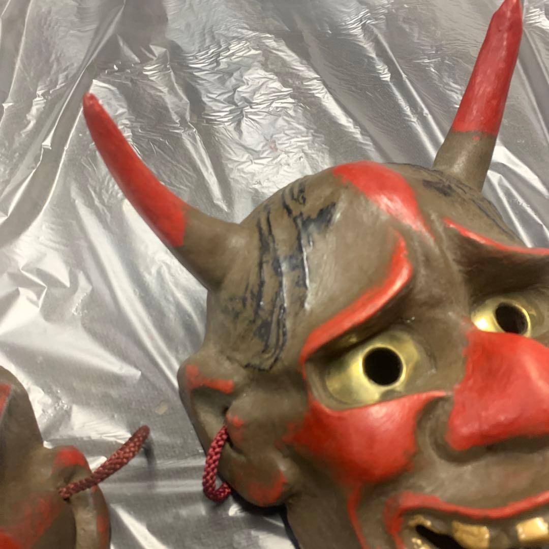 希少 美品 古い御面セット 鬼の面 天狗の面 般若 陶器 骨董品 日本伝統