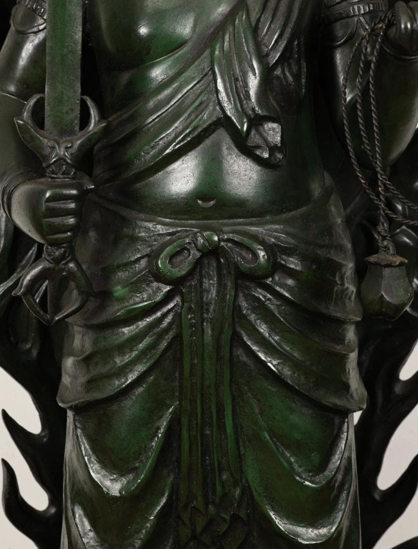 本物保証 般若純一郎 作 「 不動明王立像 」 ブロンズ 高98㎝ 重27.5㎏