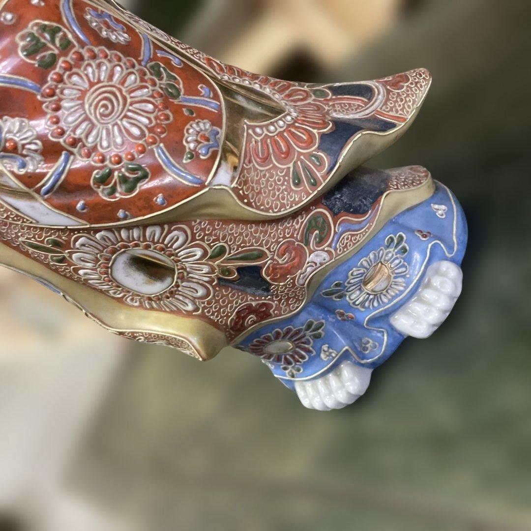 石川県九谷焼観音像 装飾的な陶器の女性像 日本美術 日本伝統