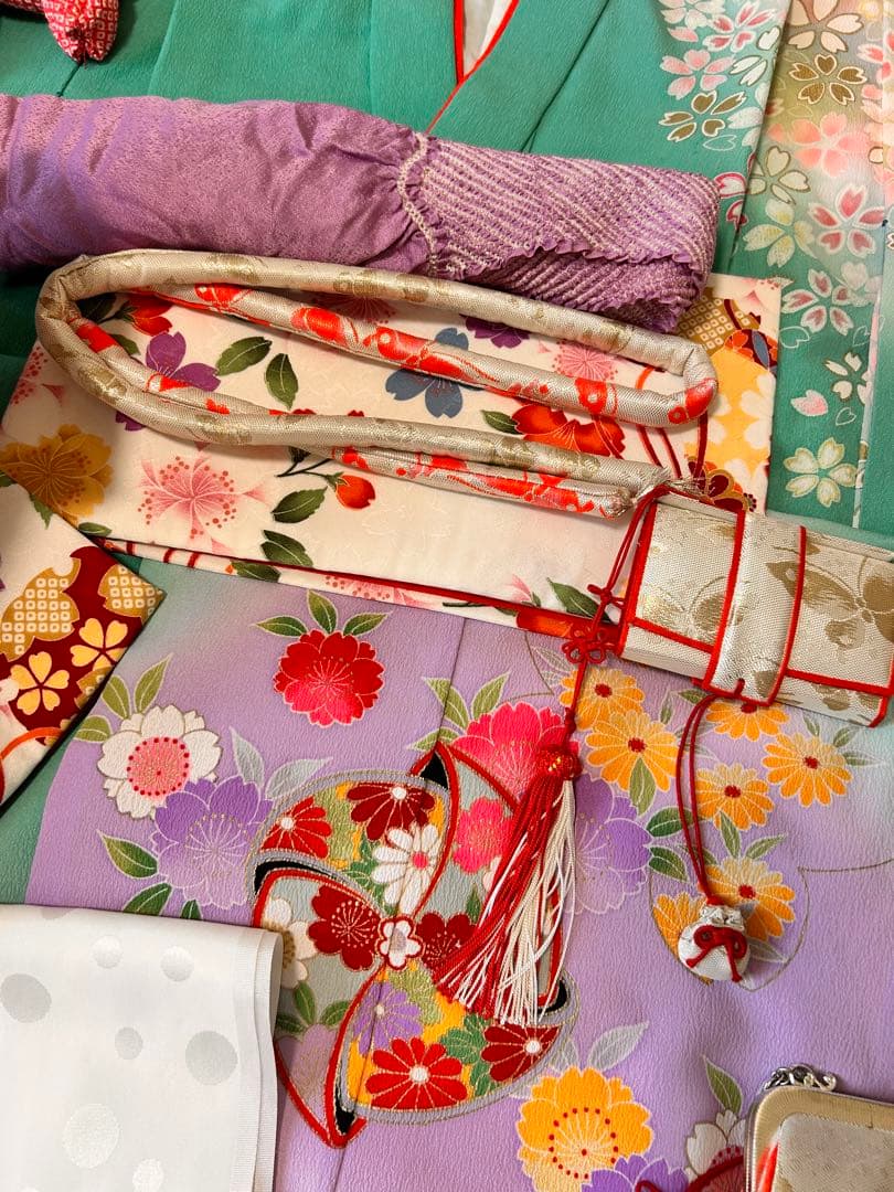 七五三　7歳用　着物、小物セット✴︎ミントグリーン