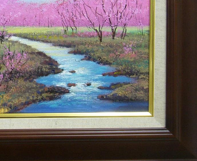 絵画 竹内敏彦 油絵 肉筆油絵 風景画 早春の流れ F6