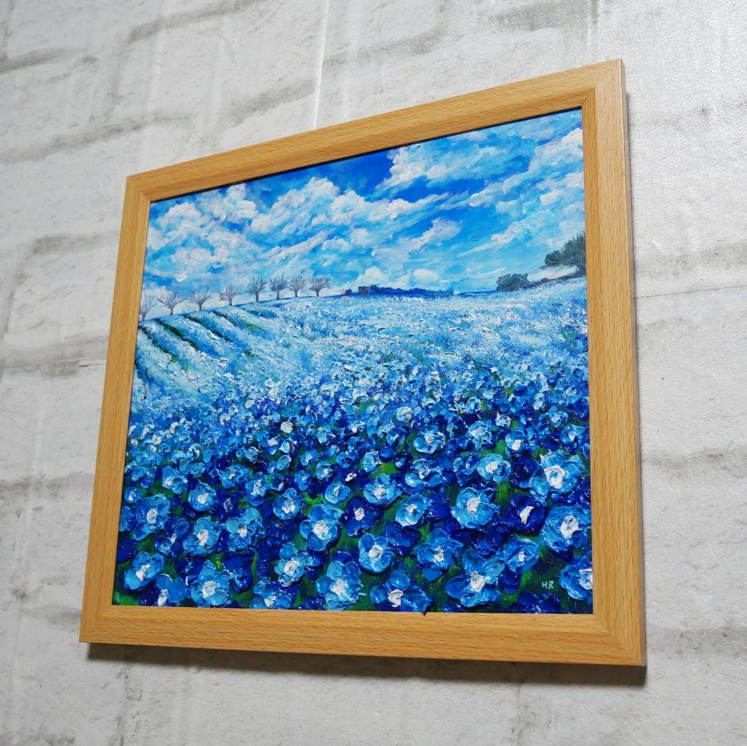 油絵 油彩 油彩画 絵画 絵【ネモフィラブルーの丘】