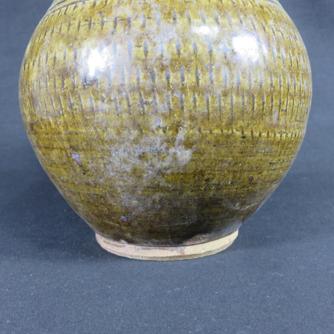 古相馬 上野目 飴釉 飛鉋 壺 徳利 花器 民藝 時代物 窯傷