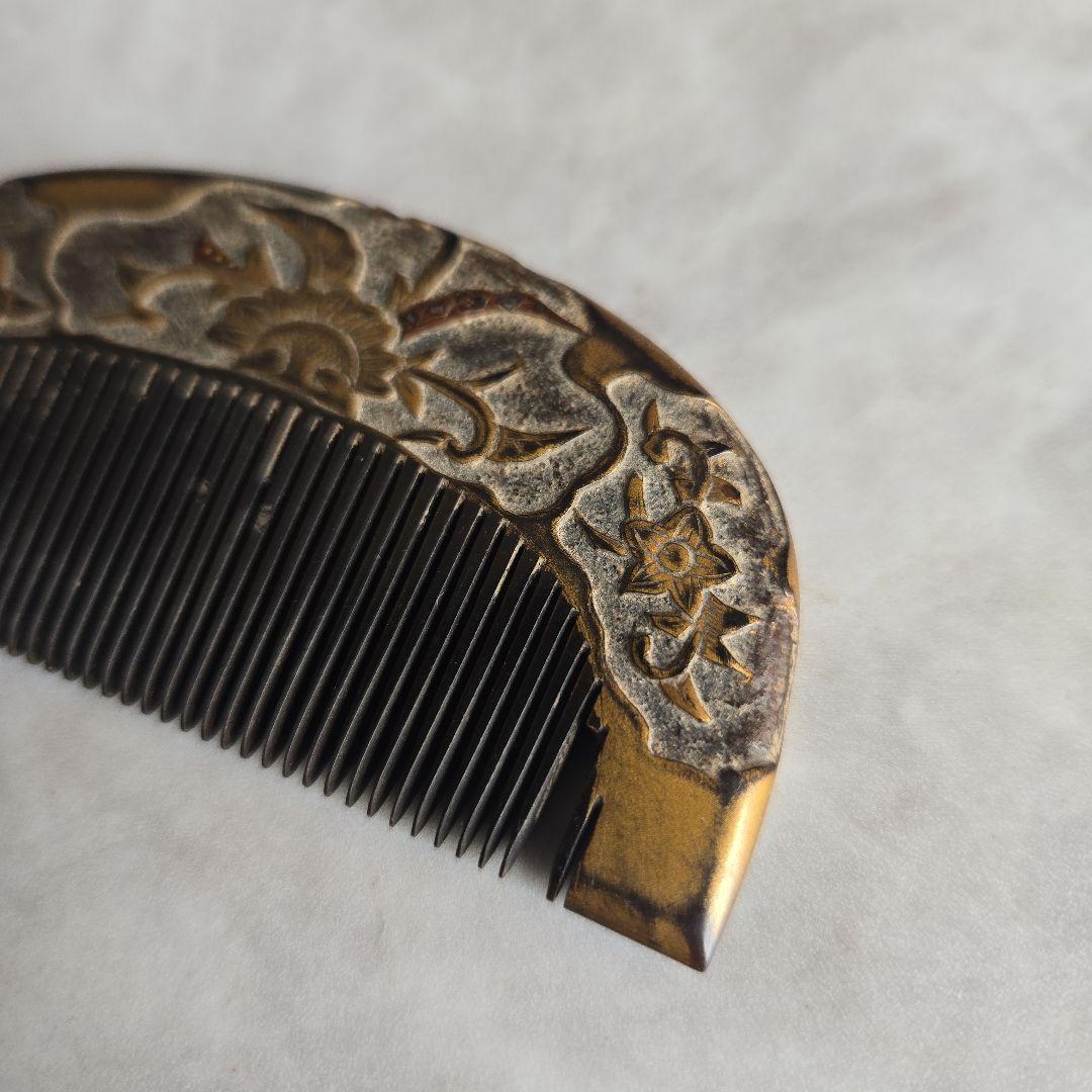 アンティーク 鼈甲 櫛 金蒔絵 い9 工芸品 簪 かんざし 笄 江戸 明治