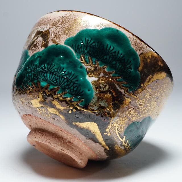 加藤利昇 乾山松茶碗 共箱 茶道具 抹茶碗 京焼 色絵