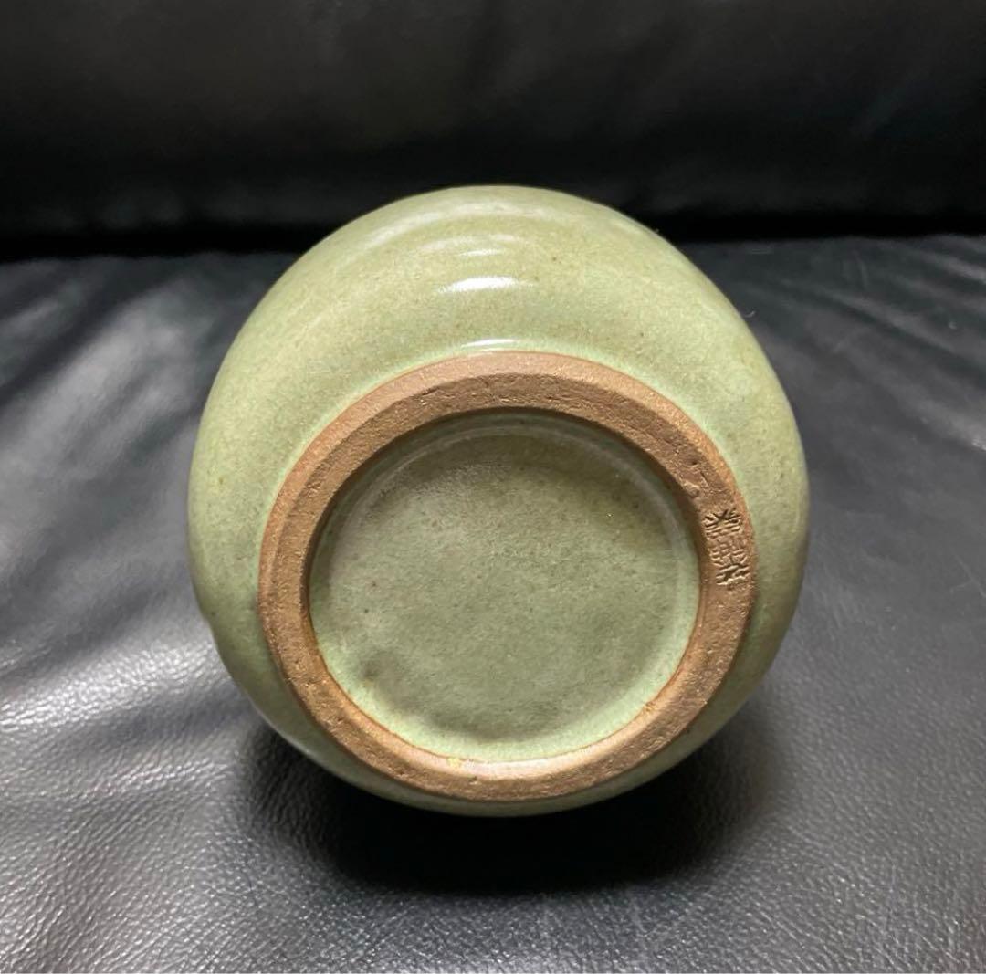 砧青磁　耳付花生 花瓶　陶磁器　古作　龍泉窯